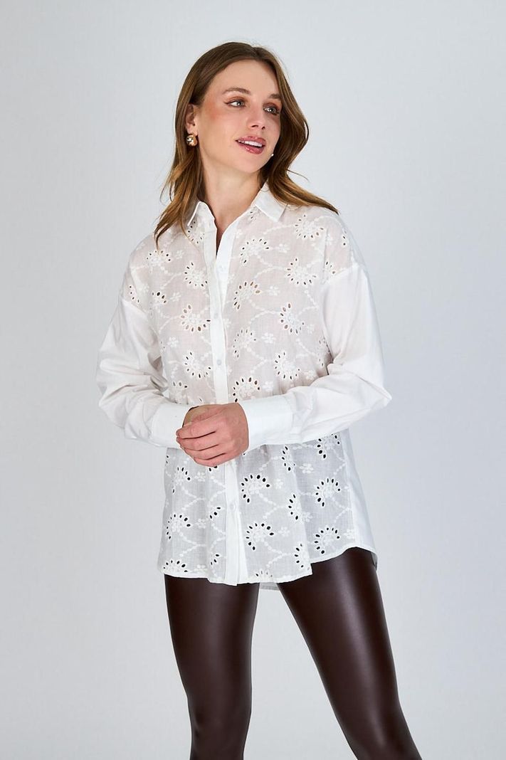 Camisa Broderie Valentina Crudo Eclipse