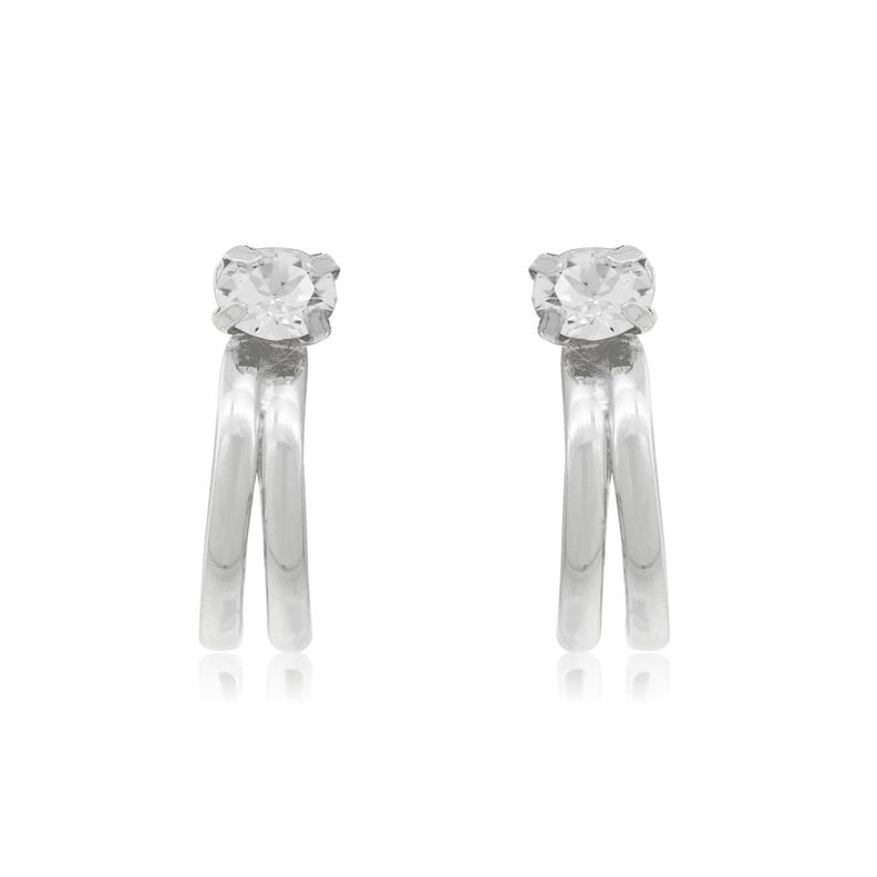 Aros de Plata Esterlina 925 Doble Argollas-2