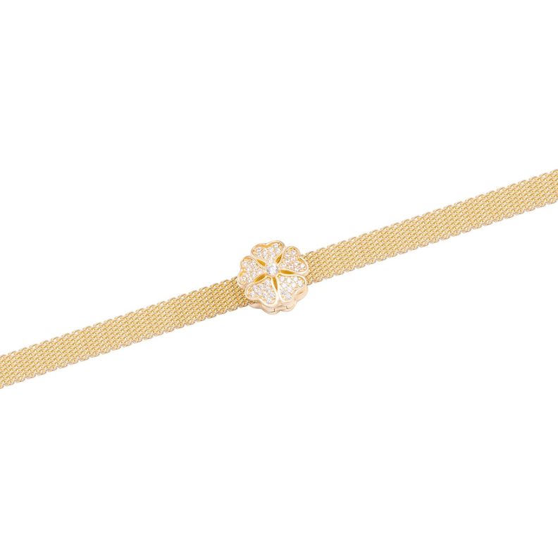 Dije de Plata broche Trébol 5 hojas Circonita Revestido en Oro 18kt-2