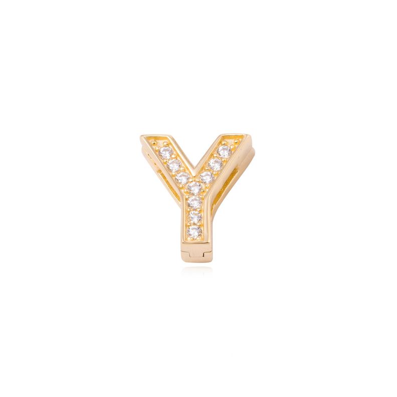 Dije de Plata broche Letra Y con Circonita Revestido en Oro 18kt-0