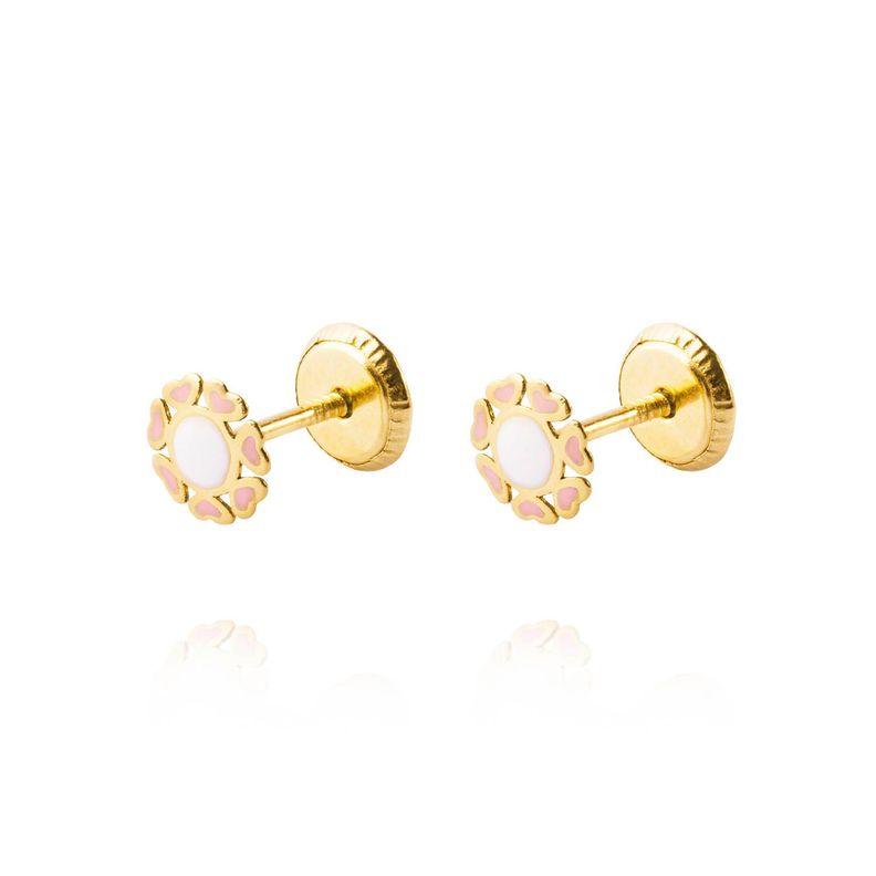 Aros de Oro 18kt Flor Esmaltada-0
