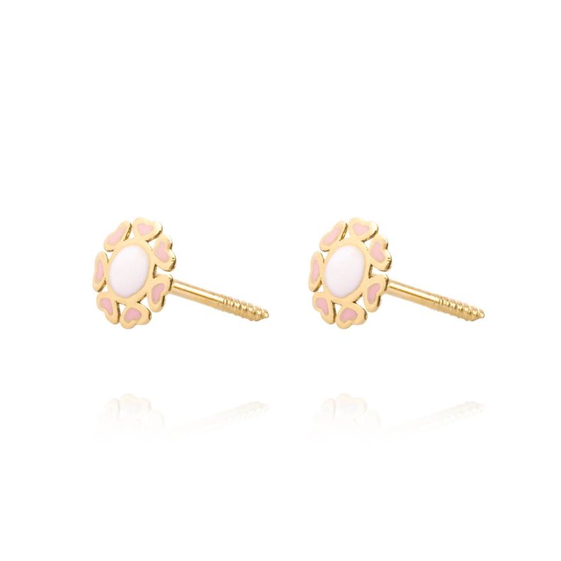 Aros de Oro 18kt Flor Esmaltada-1