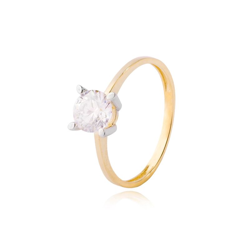 Anillo Compromiso de Oro 14kt Destello Solitario 6mm-0