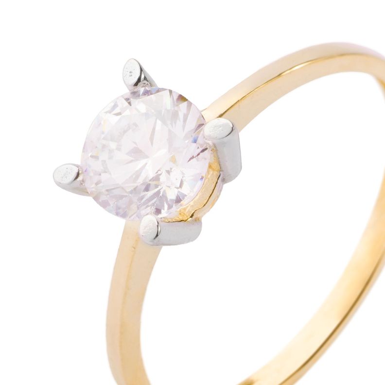 Anillo Compromiso de Oro 14kt Destello Solitario 6mm-1