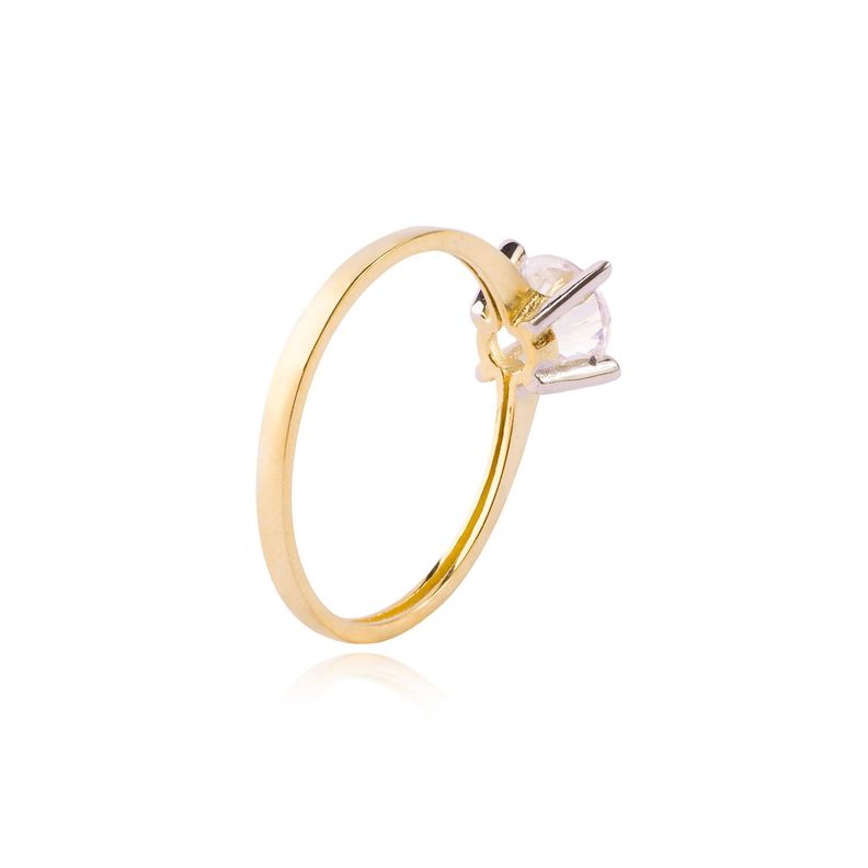 Anillo Compromiso de Oro 14kt Destello Solitario 6mm-2