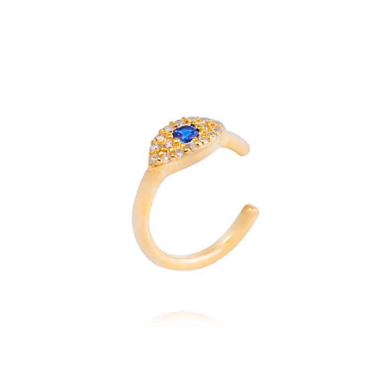 Piercing de Plata Esterlina 925 Earcuff ojo turco Bañado en Oro 14kt-0