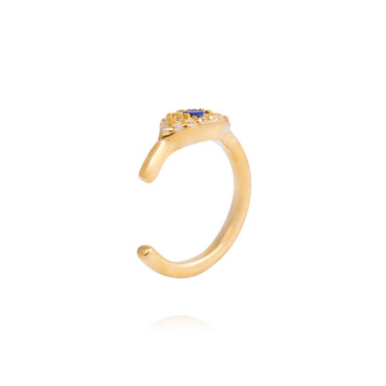 Piercing de Plata Esterlina 925 Earcuff ojo turco Bañado en Oro 14kt-2