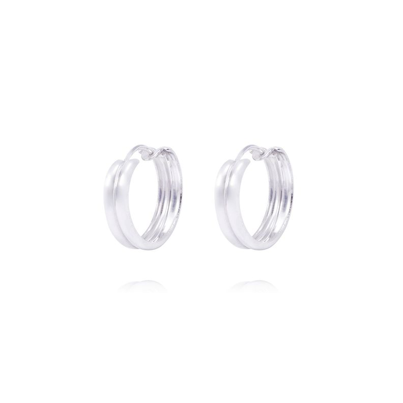 Aros Plata Esterlina 925 Argollas Doble Banda-0