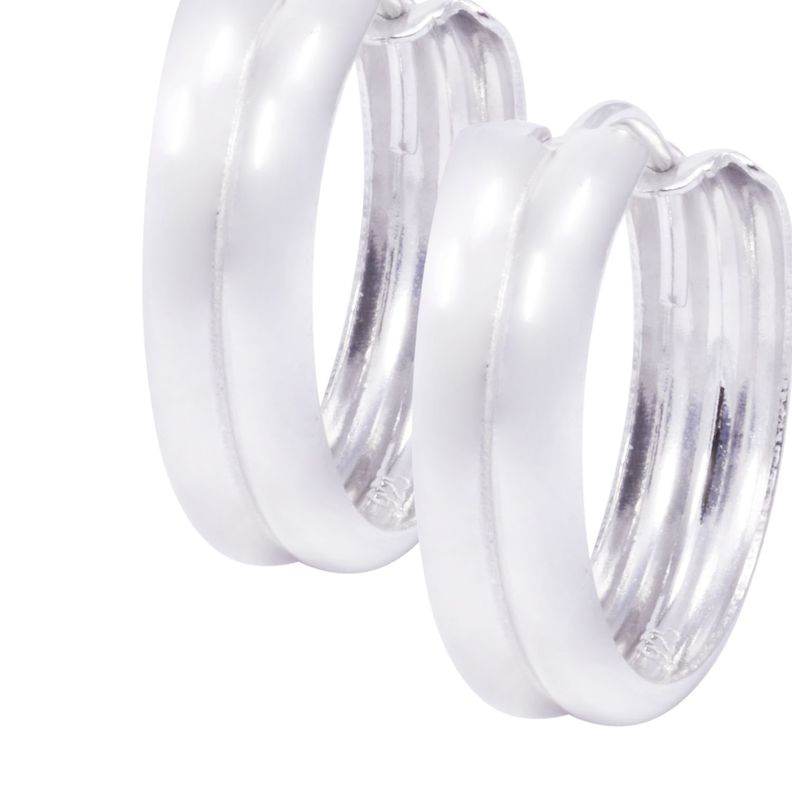 Aros Plata Esterlina 925 Argollas Doble Banda-1