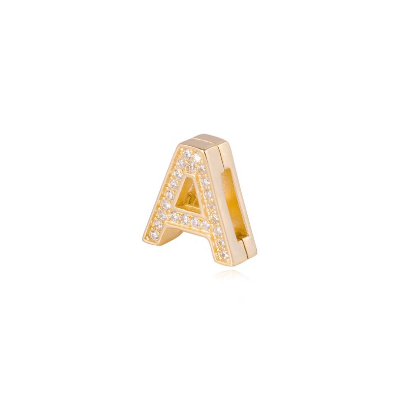 Dije de Plata broche Letra A con Circonita Revestido en Oro 18kt-1