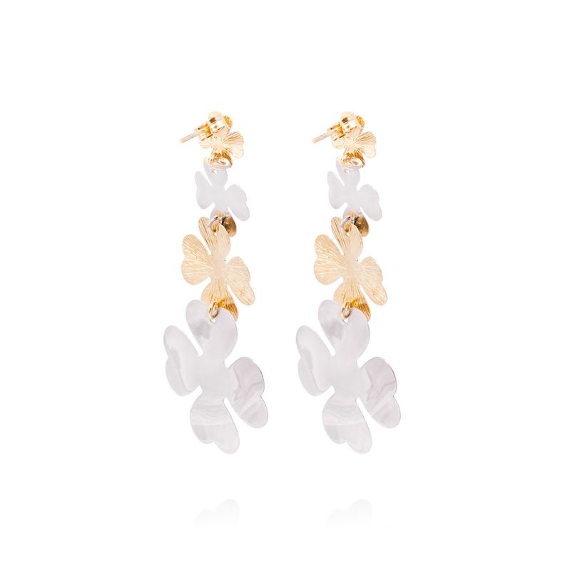 Aros de Plata Esterlina 925 Trebol Bicolor Revestido en Oro 18kt-2