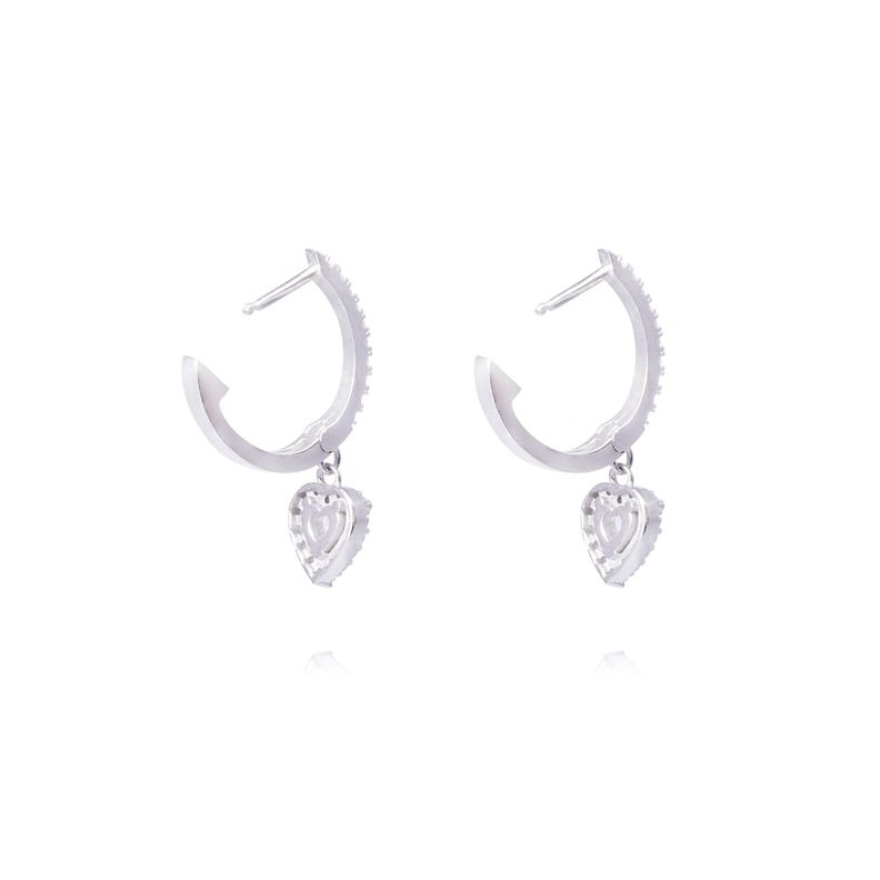 Aros Plata Esterlina 925 Argollas Corazones Colgantes y Circonitas-2