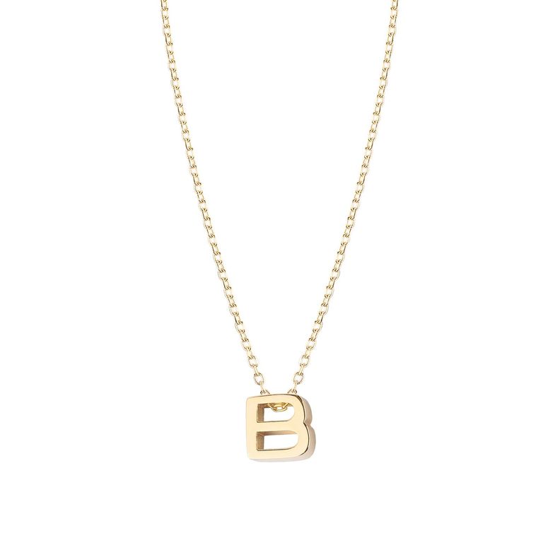 Collar de Plata Esterlina 925 Letra B Revestido en Oro 18kt-0