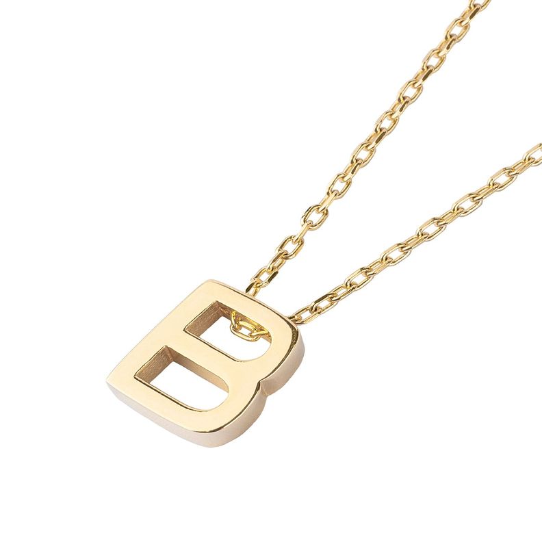 Collar de Plata Esterlina 925 Letra B Revestido en Oro 18kt-1