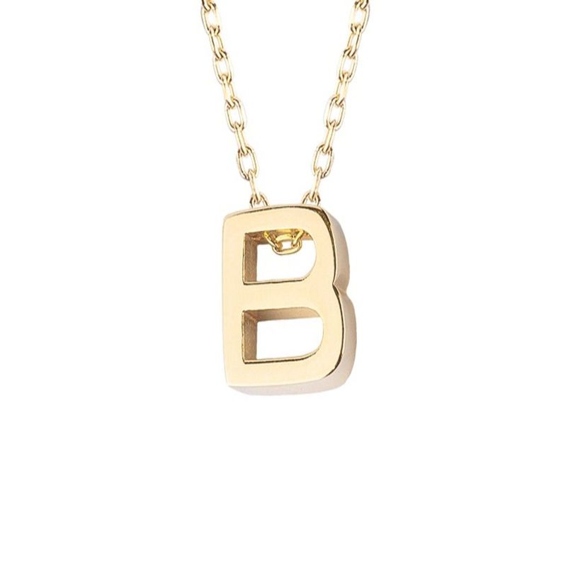 Collar de Plata Esterlina 925 Letra B Revestido en Oro 18kt-2