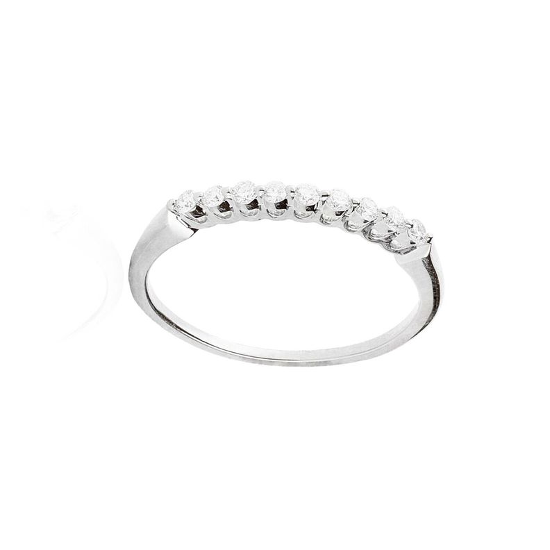Anillo Oro Blanco 18kt Medio Cintillo con Diamantes de 15Pts-2
