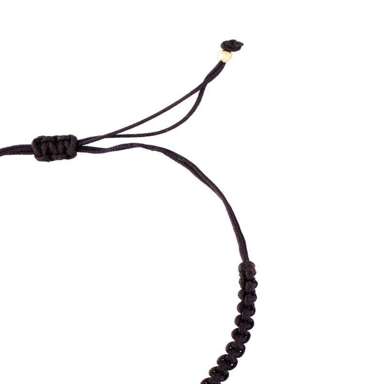 Pulsera Plata Esterlina 925 Hilo Negro Trebol Revestido en Oro 18kt-2