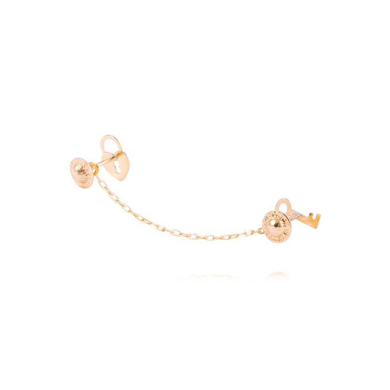 Piercing de Oro de 9kt Candado de corazón y llave colgante-3