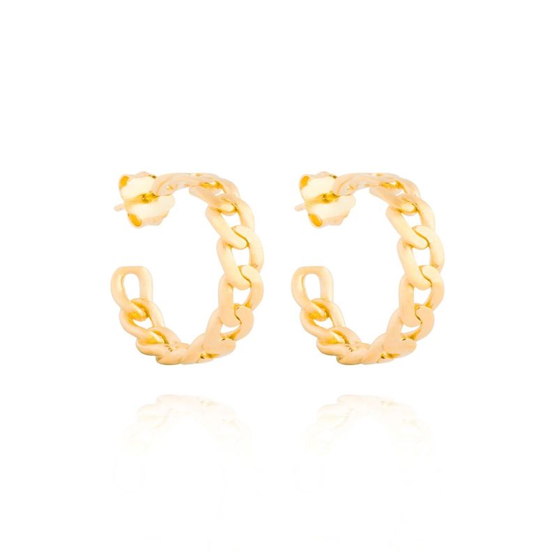 Aros de Plata Esterlina 925 Argollas Groumet Revestido en Oro 18kt-2