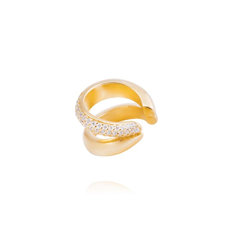 Piercing de Plata Esterlina 925 Earcuff doble Bañado en Oro 14kt-0