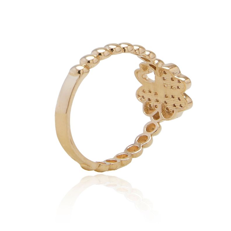 Anillo de Oro 18kt Trébol Circón-1