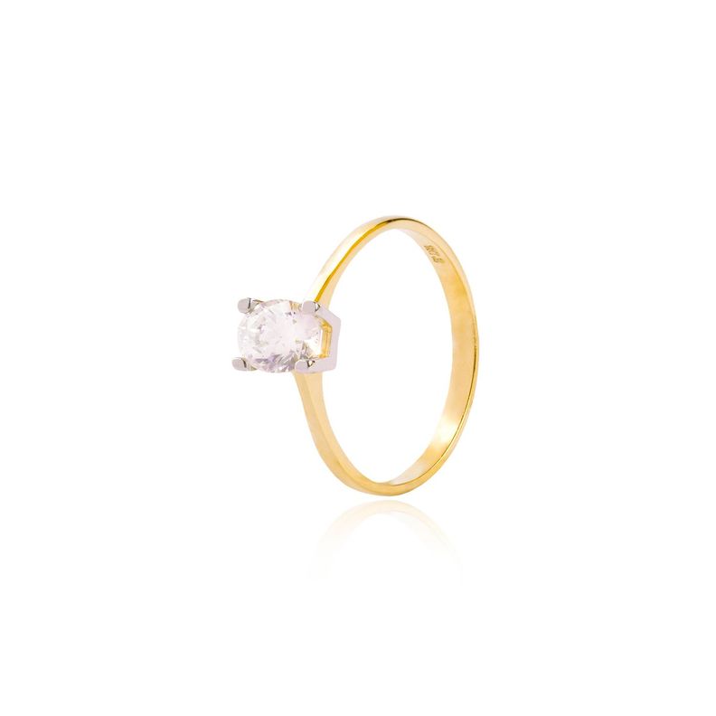 Anillo Compromiso de Oro 18Kt Circón Solitario 5.0mm-0