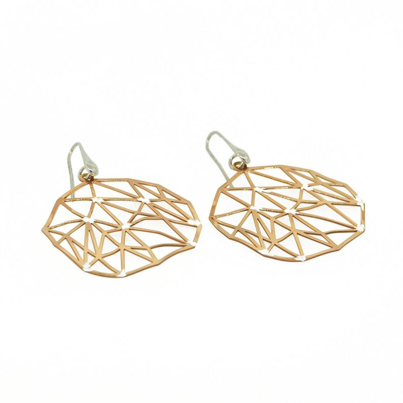 Aros de Plata Esterlina 925 Rombo Bicolor Revestido en Oro 18kt-0