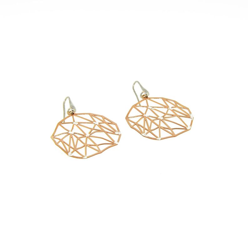 Aros de Plata Esterlina 925 Rombo Bicolor Revestido en Oro 18kt-2