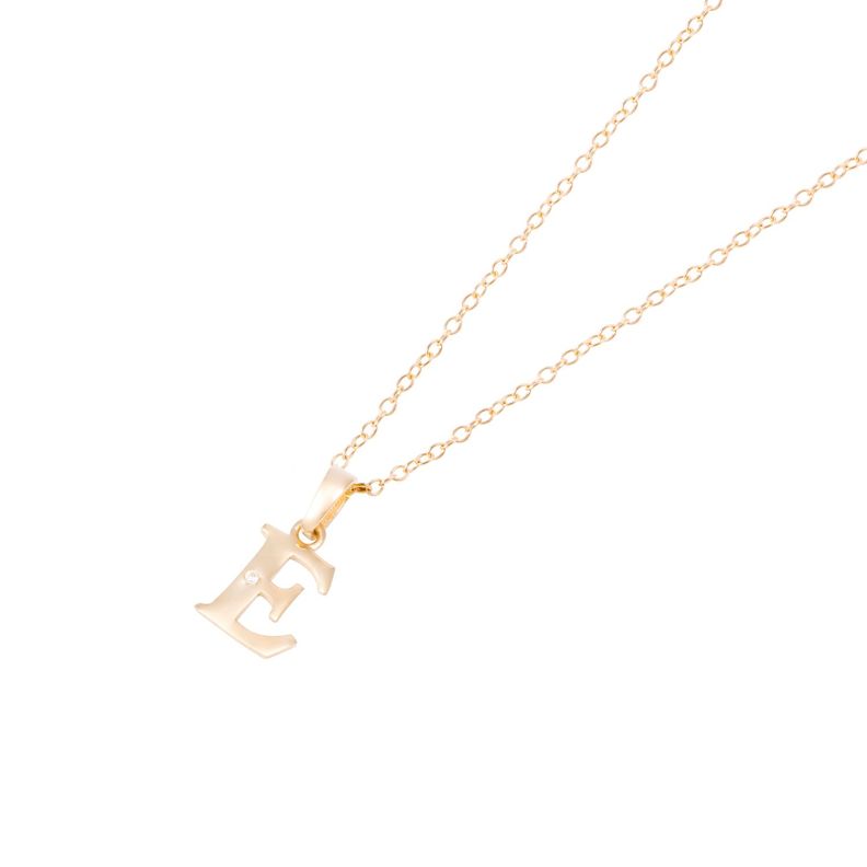 Collar de Oro de 18kt Circonitas letra E-0