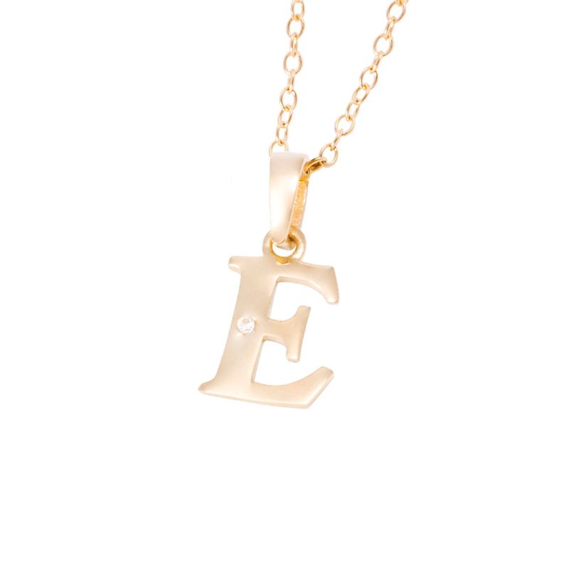 Collar de Oro de 18kt Circonitas letra E-1