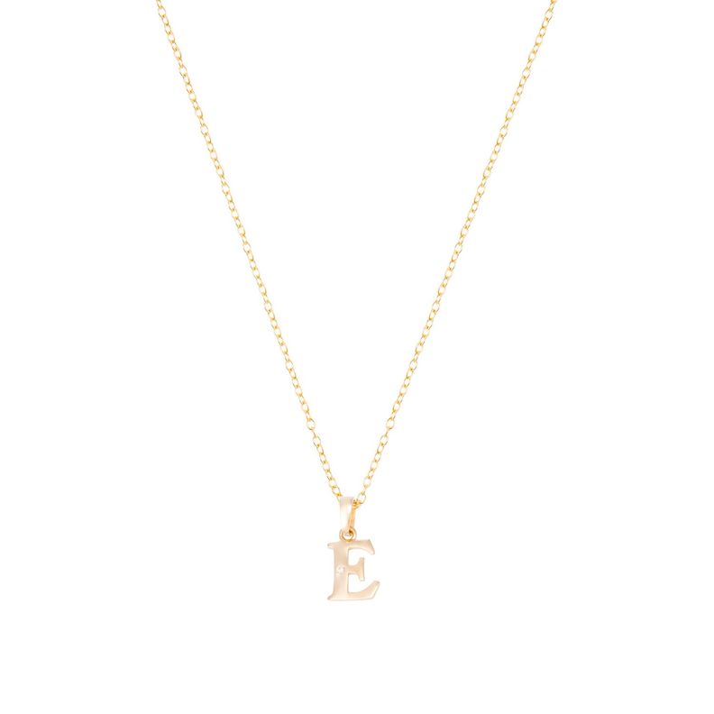 Collar de Oro de 18kt Circonitas letra E-2