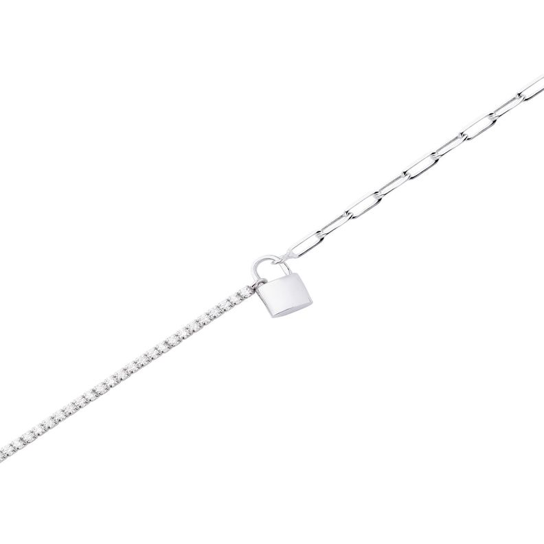 Pulsera de Plata Esterlina 925 Pulsera Tobillera Candado-1