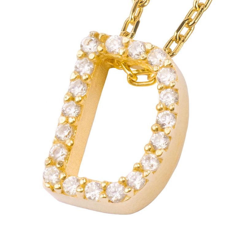 Collar de Plata Esterlina 925 Letra D Circon Revestido en Oro 18kt-2