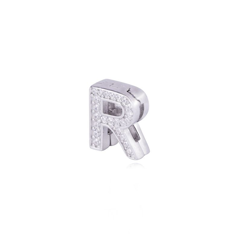 Dije de Plata broche Letra R con Circonita-1