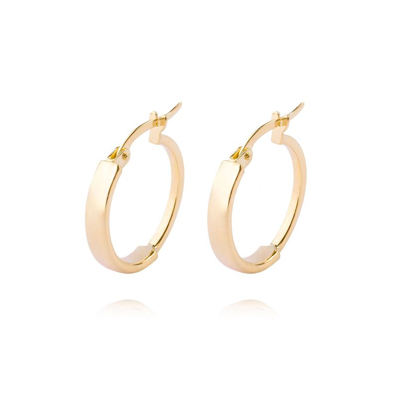 Aros de Oro 14kt Argolla Mitad Tubo 15mm-0