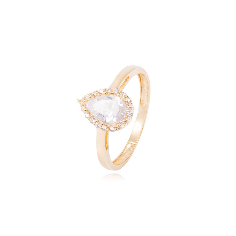 Anillo Compromiso de Oro de 18kt Solitario Gota-0