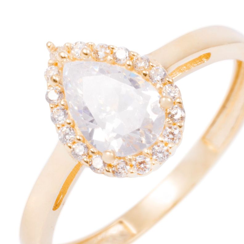 Anillo Compromiso de Oro de 18kt Solitario Gota-1