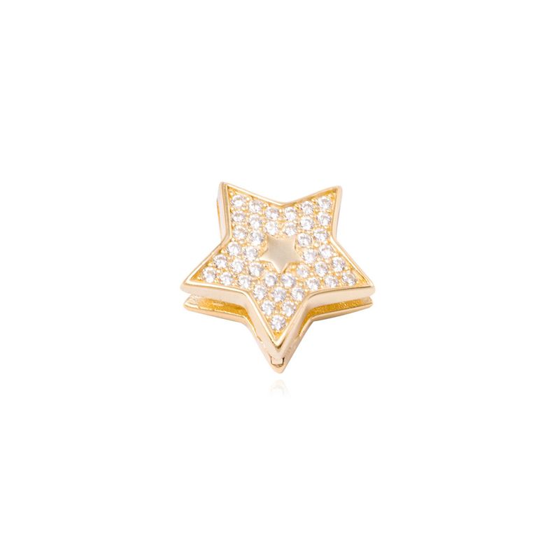 Dije de Plata broche Estrella con Circonita Revestido en Oro 18kt-0