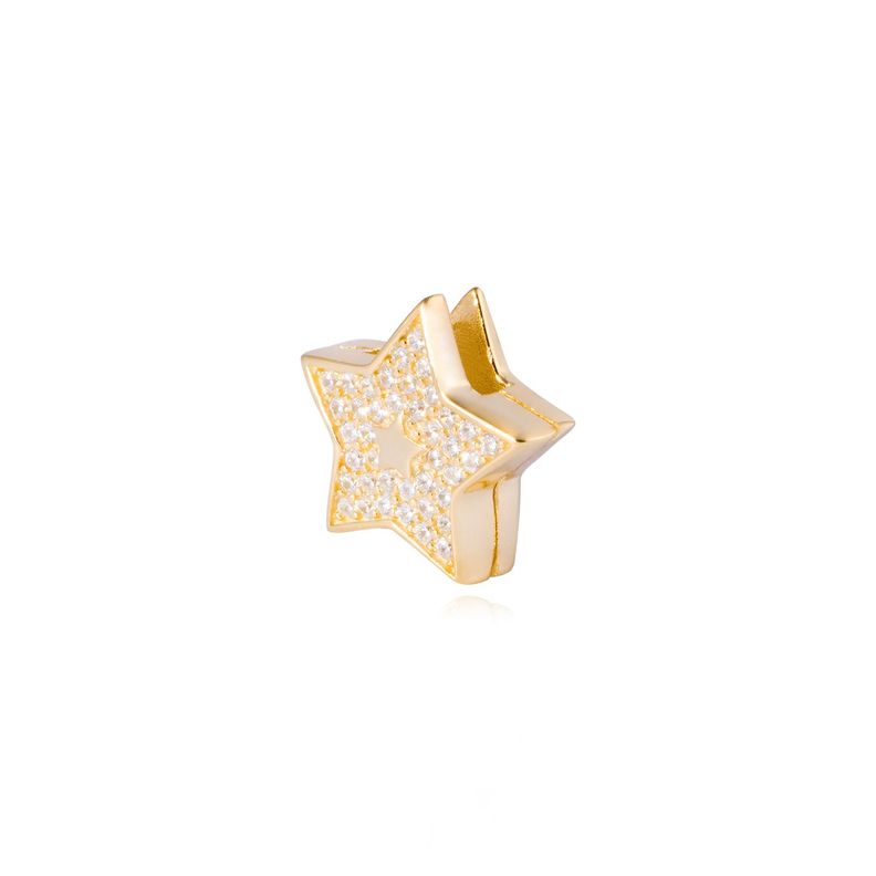 Dije de Plata broche Estrella con Circonita Revestido en Oro 18kt-1