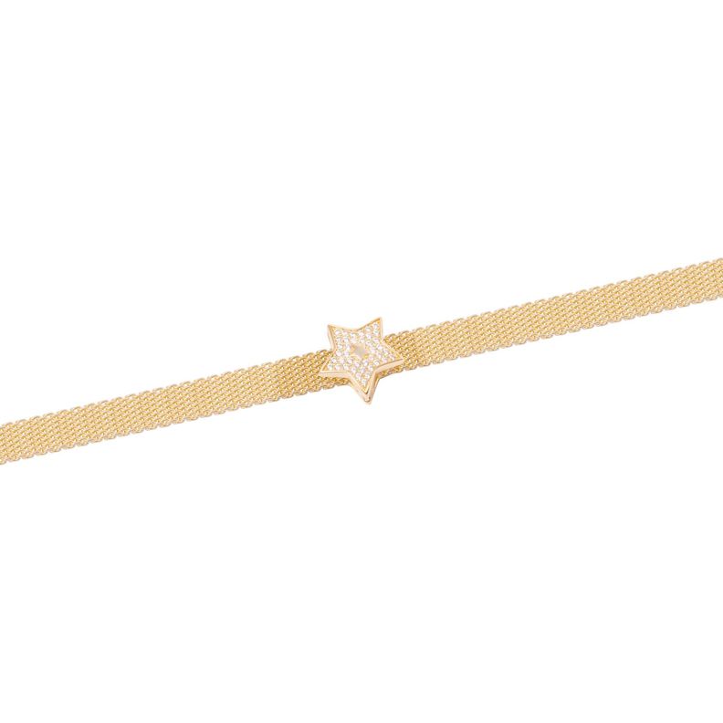 Dije de Plata broche Estrella con Circonita Revestido en Oro 18kt-2