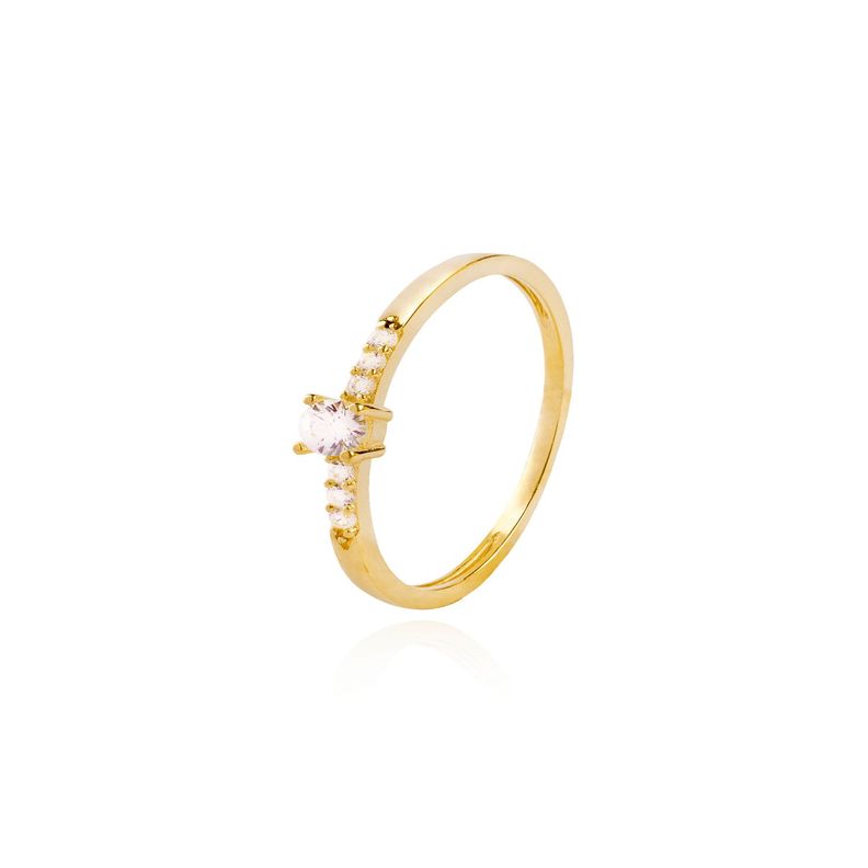 Anillo Compromiso de Oro 18Kt Solitario Riel 6 Circón-0