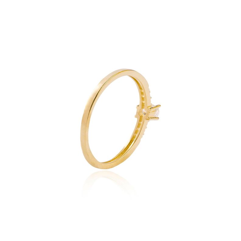 Anillo Compromiso de Oro 18Kt Solitario Riel 6 Circón-1