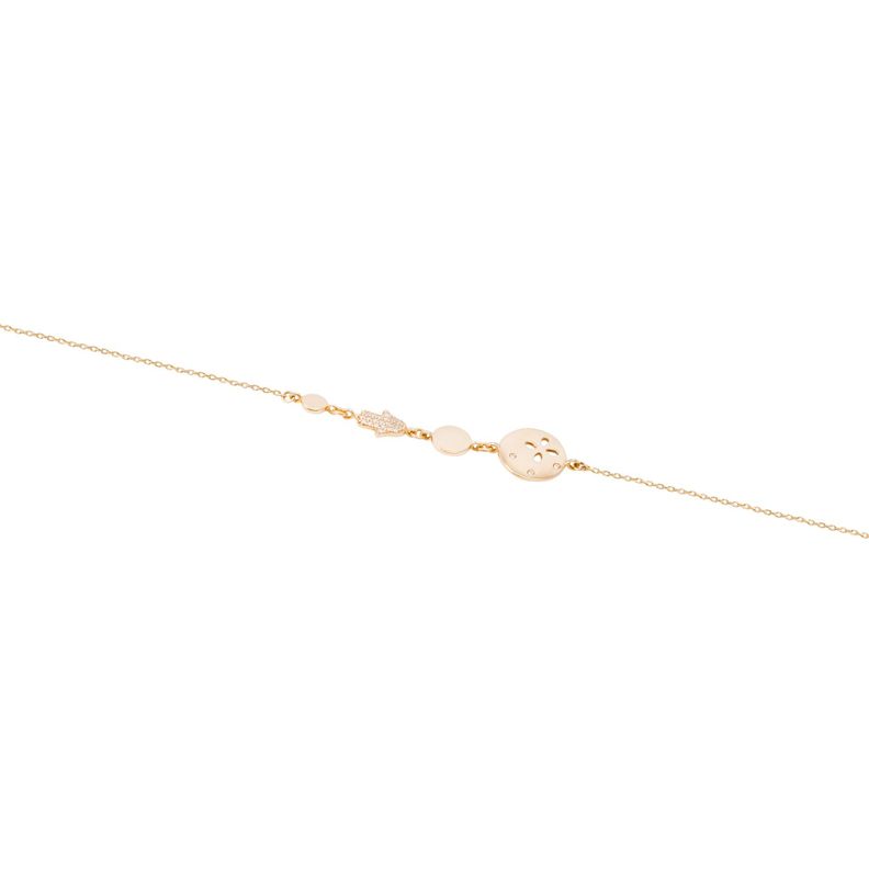 Pulsera Oro Amarillo 18kt Círculos y Mano de Fátima 7 Pts-0