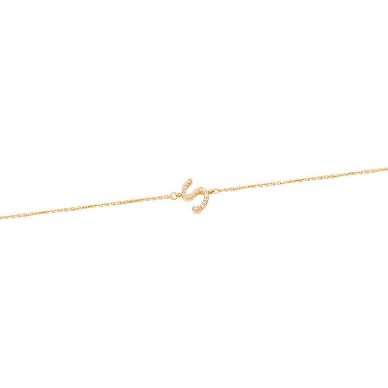 Pulsera de Oro Amarillo 18kt Letras S con Diamantes 7Pts-0