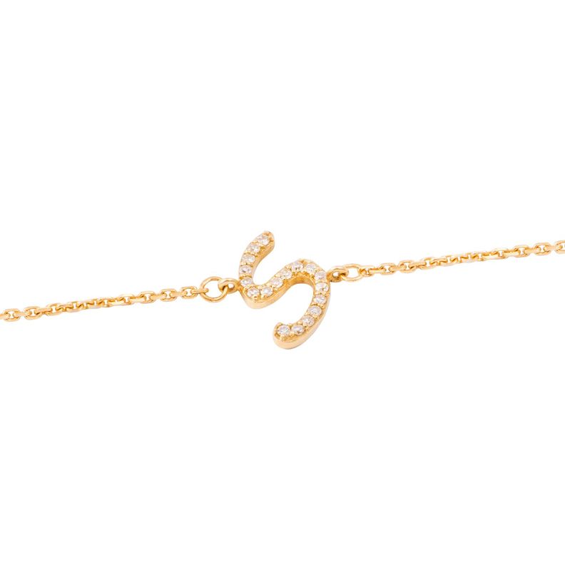 Pulsera de Oro Amarillo 18kt Letras S con Diamantes 7Pts-1