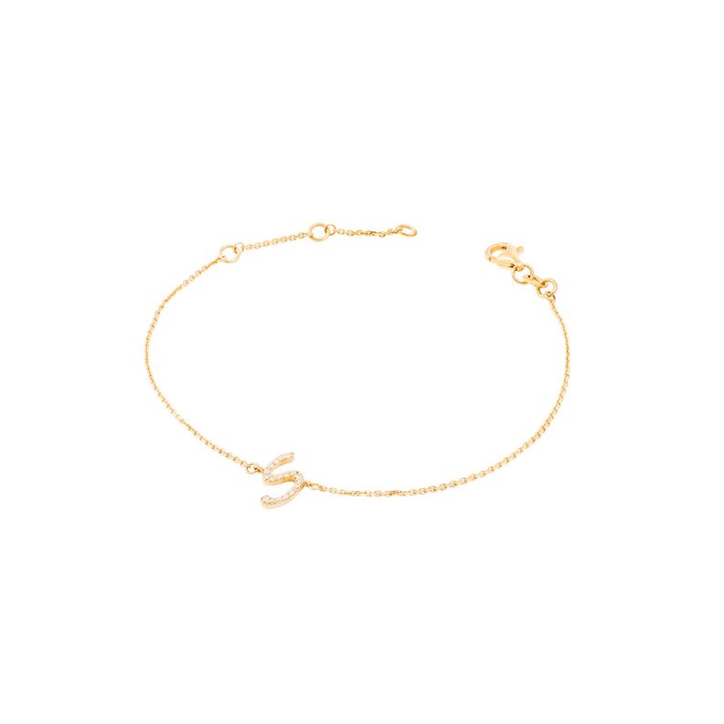 Pulsera de Oro Amarillo 18kt Letras S con Diamantes 7Pts-2