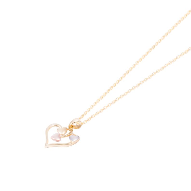 Colgante Oro Bicolor 18kt Cuatro Corazones-1