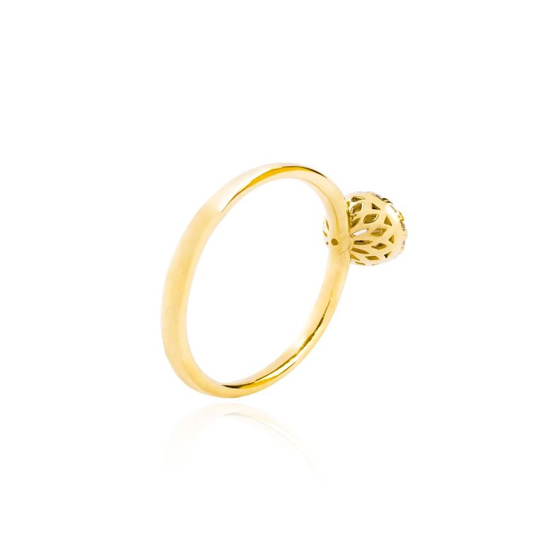 Anillo Compromiso Oro Amarillo 18kt Botón Circonita Solitario-1
