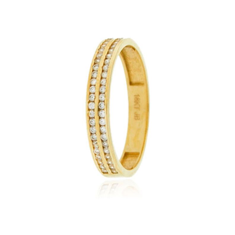 Anillo Compromiso de Oro 18Kt Cintillo Doble Riel Circon-0