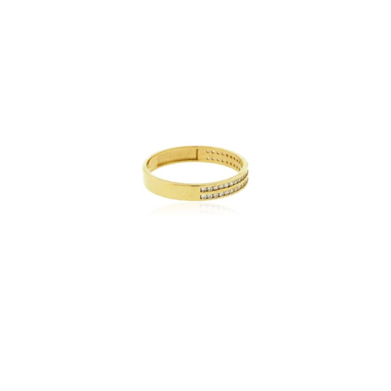 Anillo Compromiso de Oro 18Kt Cintillo Doble Riel Circon-1
